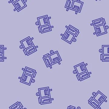 Bedside table kid bedroom line vector seamless pattern 스톡 일러스트