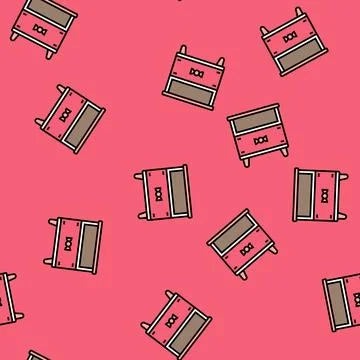 Bedside table kid bedroom vector seamless pattern 스톡 일러스트