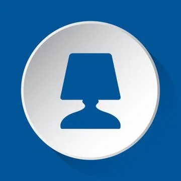 Bedside table lamp - blue icon on white button Stock Illustration