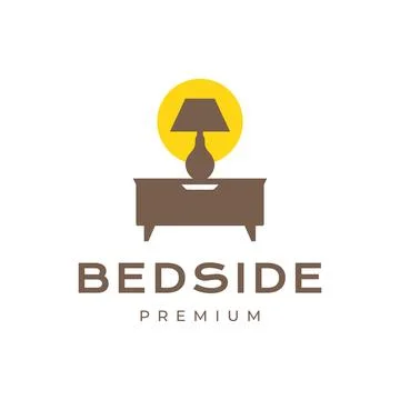 Bedside table lamp classic simple flat interior furniture logo design vecto.. Stock Illustration