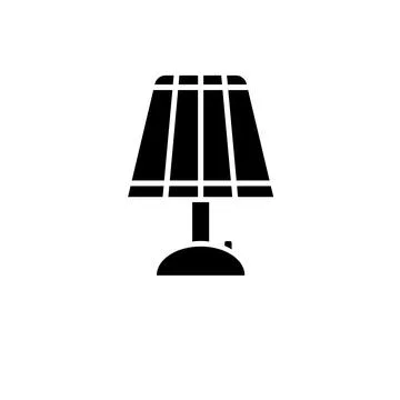 Bedside Table Lamp, Desk Night Light Solid Flat Vector Icon Isolated on White Stock Illustration