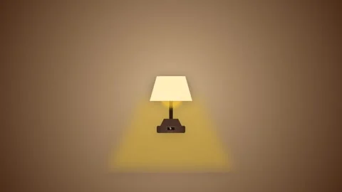 Bedside Table Lamp with Flipping Switch and Warm Glowing Light Cast 2D Motion Stock Footage 346612820