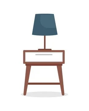 Bedside table with lamp semi flat color vector object Stock Illustration
