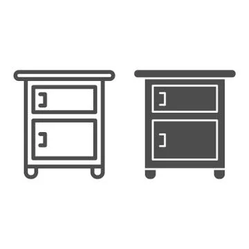 Bedside table on legs line and solid icon, Furniture concept, Wooden night table Stock Illustration