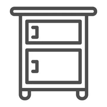 Bedside table on legs line icon, Furniture concept, Wooden night table sign on Stock Illustration