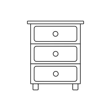 Bedside table outline icon isolated. Symbol, logo illustration for mobile Stock Illustration