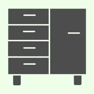 Bedside table solid icon. Company achieve cabinets for documents and files glyph Illustrazione stock