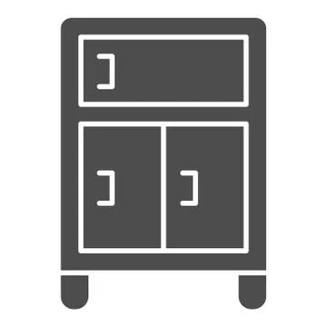 Bedside table solid icon, Furniture concept, nightstand sign on white background 스톡 일러스트