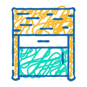 Bedside table top view icon doodle illustration Illustrazione stock
