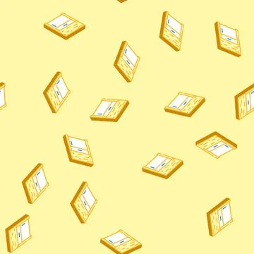 Bedside table top view isometric icon seamless pattern Stock Illustration