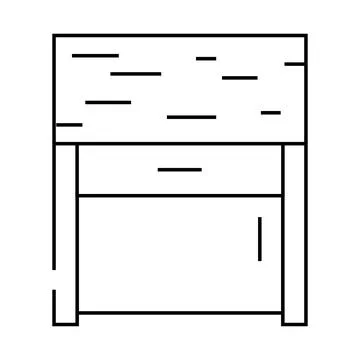 Bedside table top view line icon vector illustration Stock Illustration