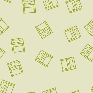 Bedside table top view line vector seamless pattern Stock Illustration