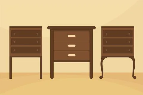 Bedside tables illustration with three style Stock Illustration