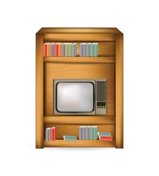 Bedside with tv and book Stock Illustration