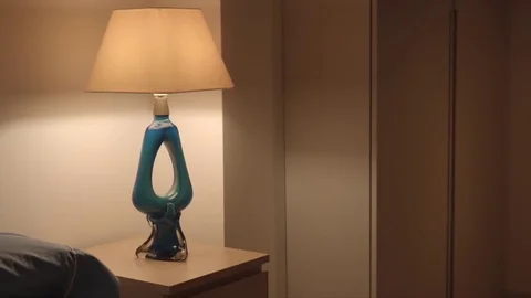 Bedsidetable lamp light Stock Footage 80641513
