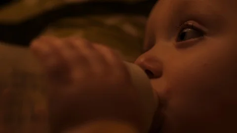 Bedtime. Bottle of milk before bed. Stock Footage 102571841