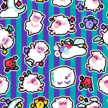 Bedtime, good night sleep vector seamless pattern Stock Illustration