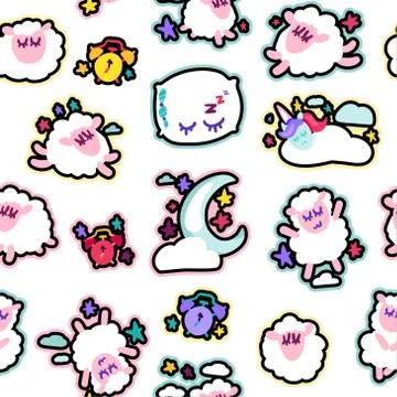 Bedtime, good night sleep vector seamless pattern Stock Illustration