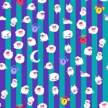 Bedtime, good night sleep vector seamless pattern Stock Illustration