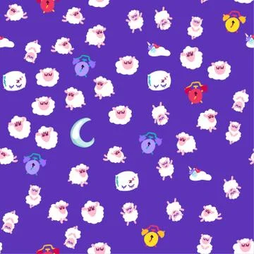 Bedtime, good night sleep vector seamless pattern Stock Illustration