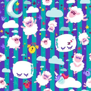 Bedtime, good night sleep vector seamless pattern Stock Illustration