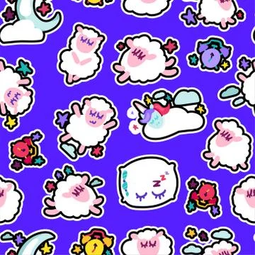 Bedtime, good night sleep vector seamless pattern Stock Illustration