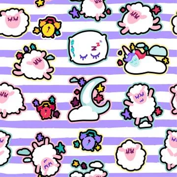 Bedtime, good night sleep vector seamless pattern Stock Illustration