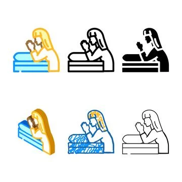 Bedtime prayer sleep clean night color icon vector Stock Illustration
