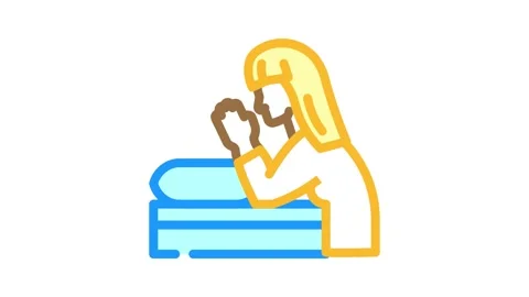 Bedtime prayer sleep night color icon animation Stock Footage 327266636