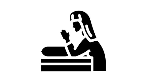 Bedtime prayer sleep night glyph icon animation Stock Footage 326742743