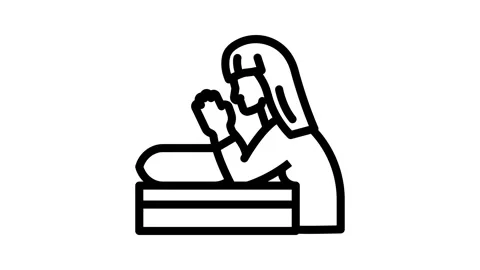 Bedtime prayer sleep night line icon animation Stock Footage 326759999