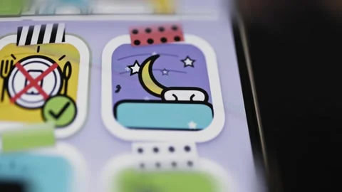 Bedtime routine icon gains green completion confirmation Stock Footage 346607288