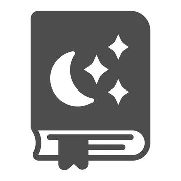 Bedtime story moon, star solid icon, children book day concept, book with moon 스톡 일러스트