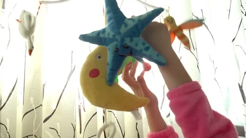 Bedtime - Toddler Plays in Bed Stock Footage 86189795