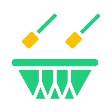 Bedug drum icon solid green yellow style ramadan illustration vector elemen.. Illustrazione stock