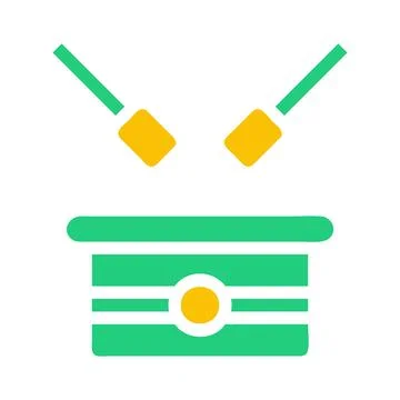 Bedug drum icon solid green yellow style ramadan illustration vector elemen.. Illustrazione stock