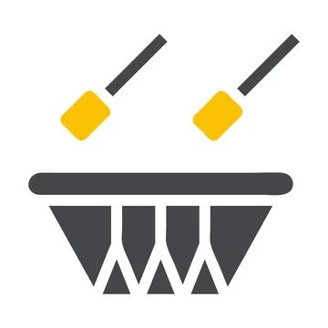 Bedug drum icon solid grey yellow style ramadan illustration vector element.. 스톡 일러스트