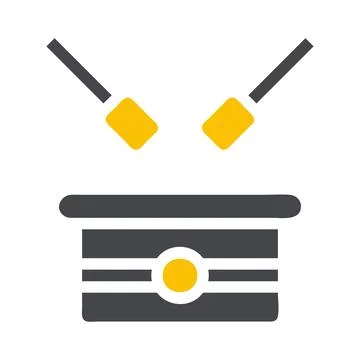 Bedug drum icon solid grey yellow style ramadan illustration vector element.. 스톡 일러스트