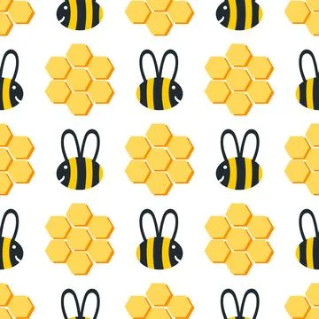 Bee and beehive seamless pattern Stock Illustration