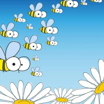 Bee And Daisy. Spring Background. Bee And Daisy. Spring Background. Vector... Stock Photos