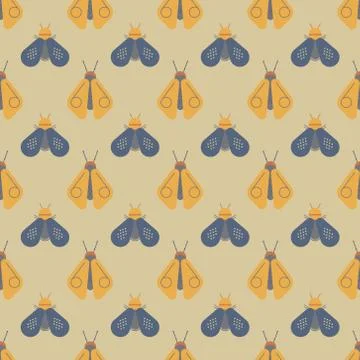 Bee and firefly seamless pattern Stock Illustration