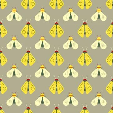 Bee and firefly seamless pattern イラスト素材