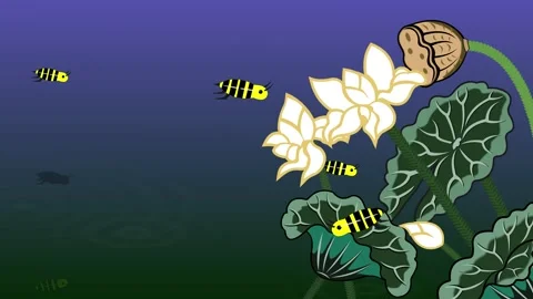 Bee and flower dancheong animation Stock Footage 339776579