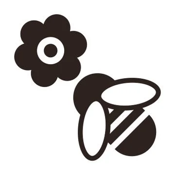Bee and flower icon Stock Illustration