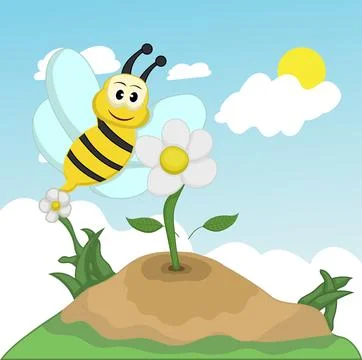 Bee and flower Stock Illustration