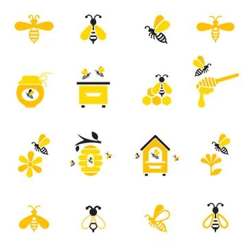 Bee and honey icon set. Stock Illustration