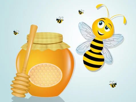 Bee and honey Stock Illustration
