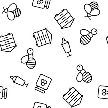 Bee And Honey Vector Seamless Pattern Stock Illustration