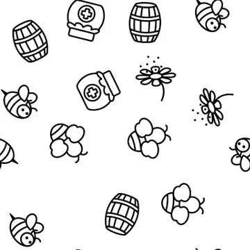 Bee And Honey Vector Seamless Pattern 스톡 일러스트