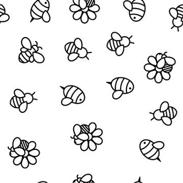 Bee And Honey Vector Seamless Pattern Stock Illustration